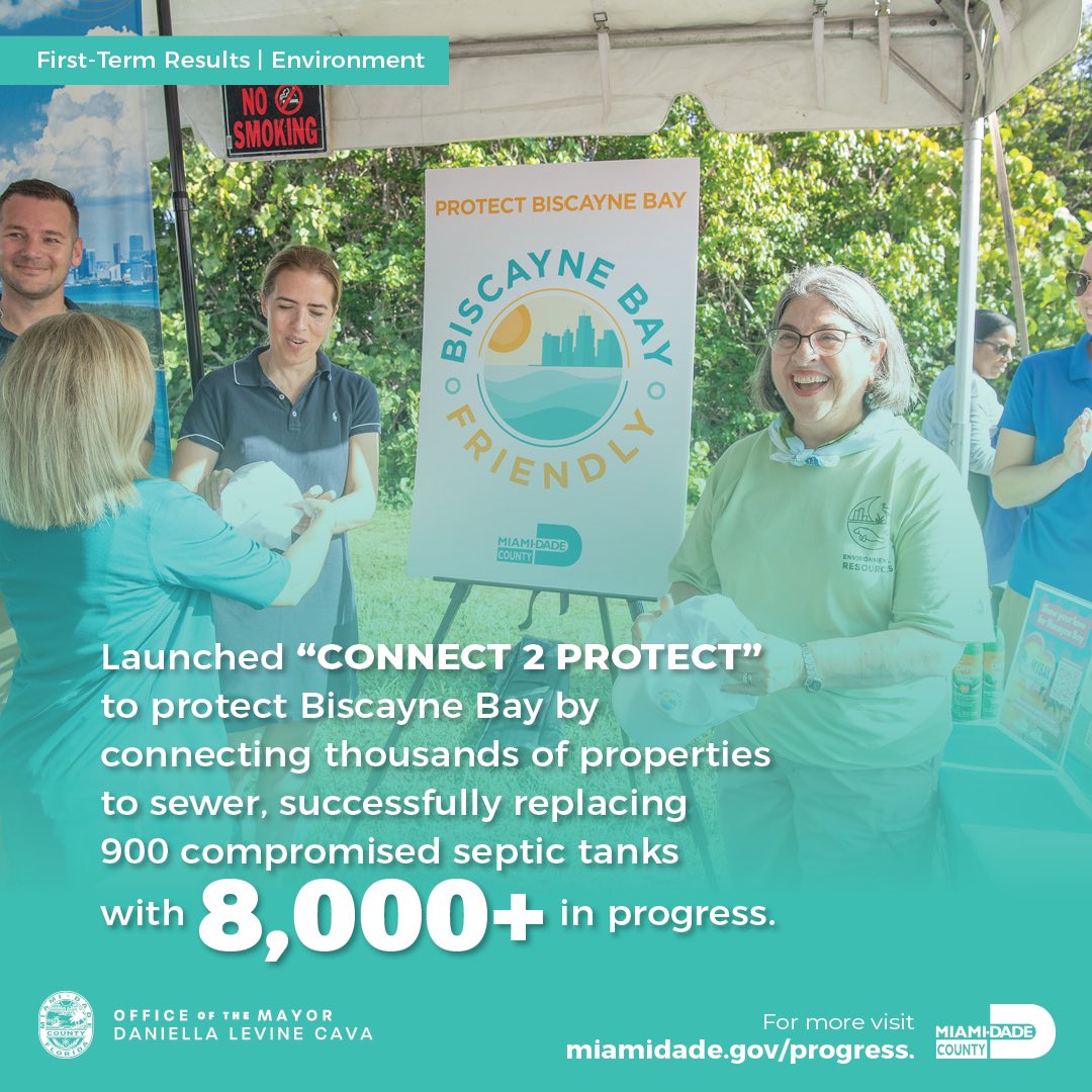 Protecting the environment is essential for our wellbeing and economy. I’m proud of the progress made during my first term to safeguard our natural resources and protect our bay.

Learn more about the work we’ve done  on issues that matter to #OurCounty: miamidade.gov/progress