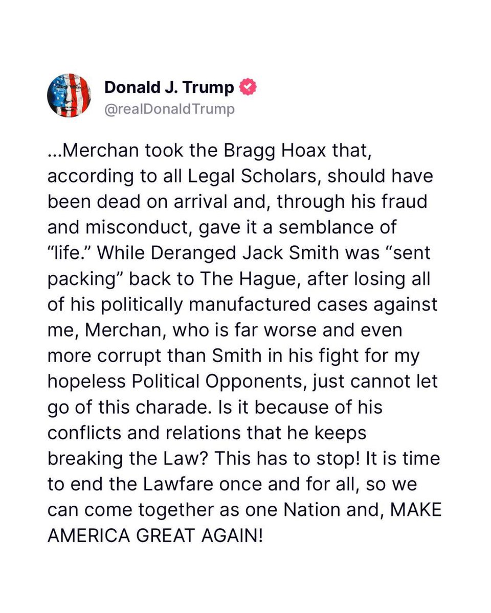 bennyjohnson's tweet image. 🚨BREAKING: Trump responds to Judge Merchan’s decision requiring him to appear for sentencing on January 10th.