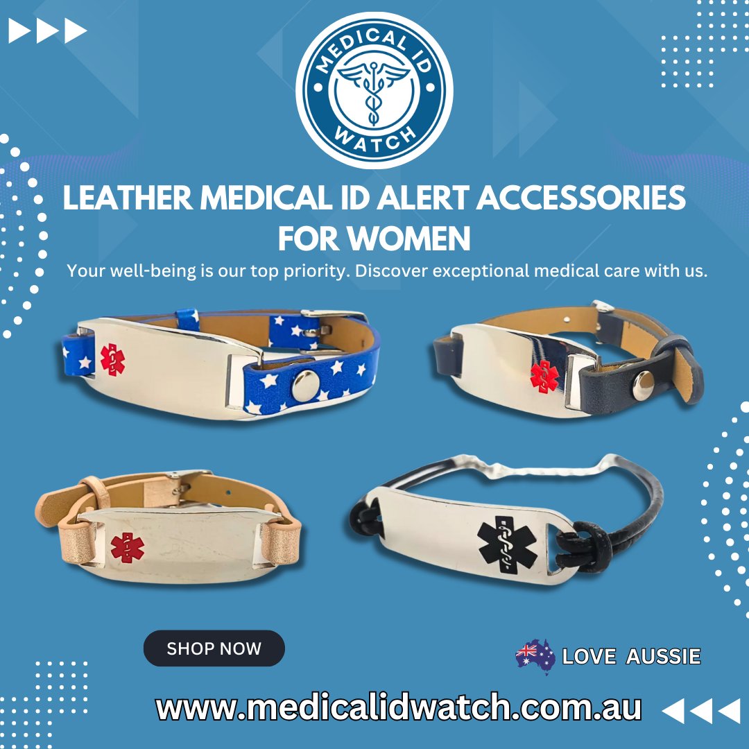Medicalidwatch's tweet image. Stay safe and stylish with our Leather Medical ID Alert Accessories, designed to add a touch of sophistication to your everyday look. 💖

Shop now at medicalidwatch.com.au

#medicalidwatch #HealthAndSafety #FashionAndFunction #StayProtected #EmergencyPreparedness
