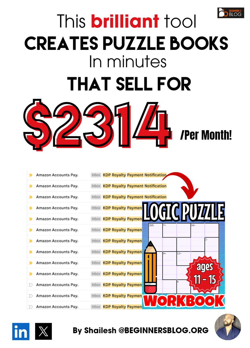 Make $2314/month selling PUZZLE BOOKS.

Creating A PUZZLE BOOK can be challenging...

but I have discovered a tool..

That creates PUZZLE BOOKS in minutes.

If you are serious about making money by  selling PUZZLE BOOKS online...

Then,
Follow 🙏 <a href="/beginnersblog1/">Beginnersblog</a> 
Like &amp; RT 🔁