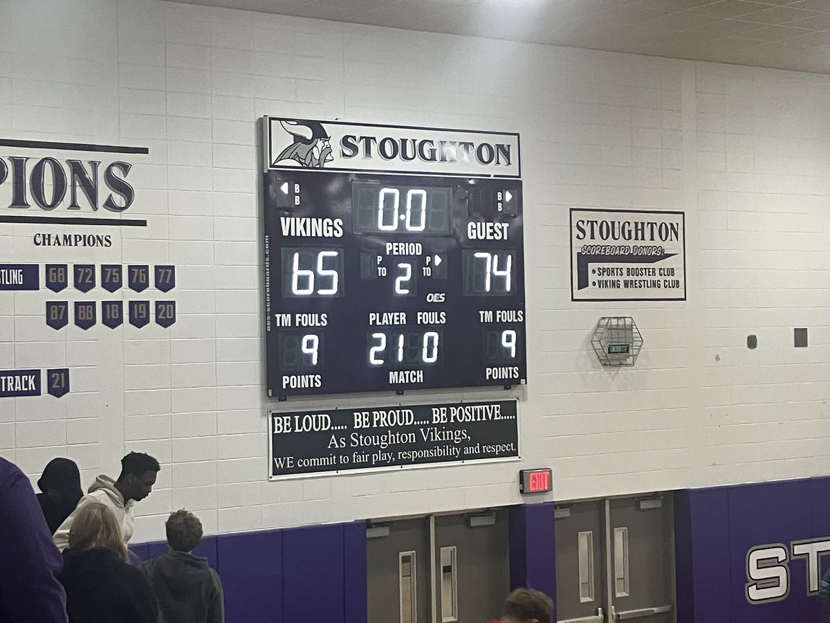 bbmind's tweet image. Stoughton drops to 4-3 on the season after dropping one to McFarland. Vikings led 55-50 and it was close most of the 2nd half but got away late.  Jacob Hibner with 22, unofficially. 

Next game: 1/6 at Portage (make-up)