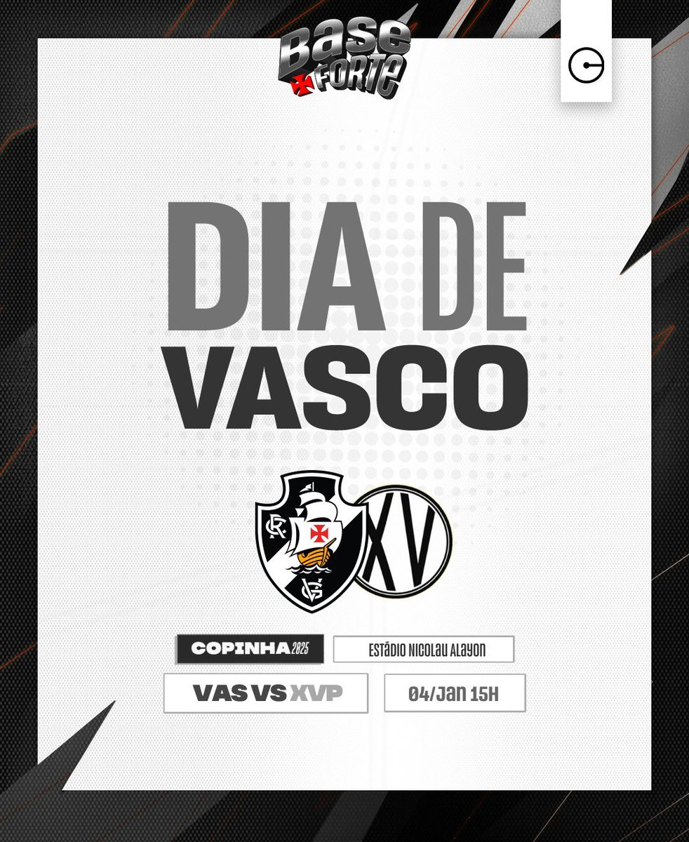 vascobase's tweet photo. Dia de Vasco na 𝐂𝐨𝐩𝐢𝐧𝐡𝐚! 💢

Neste sábado, o Vasco da Gama enfrenta o XV de Piracicaba, às 15h, no Estádio Nicolau Alayon, pela primeira rodada da fase inicial da Copinha. A partida será transmitida pela CazéTV! ⚽️

#BaseForte 
#VascodaGama https://t.co/XSvBmsPuAh