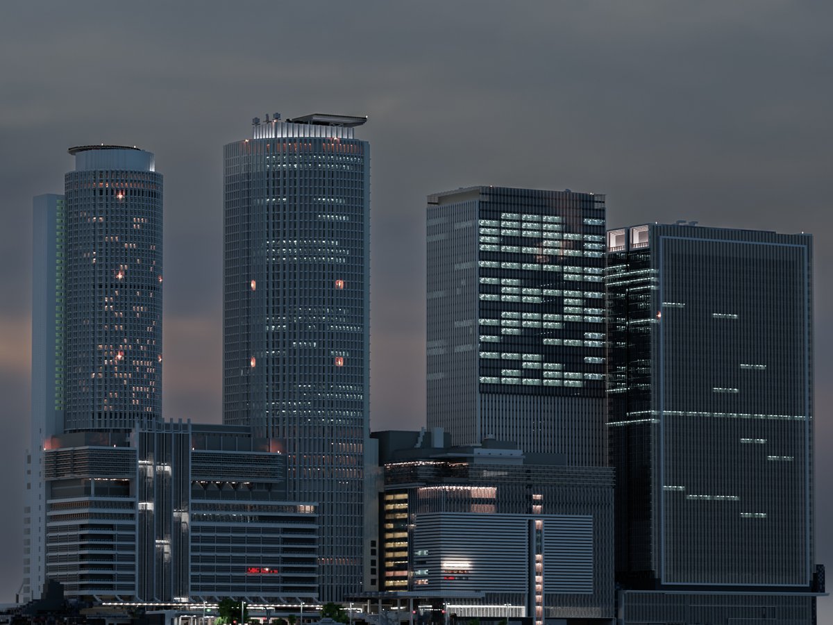 マイクラとBlenderで名古屋駅のビルを作りました #Minecraft 
#マインクラフト