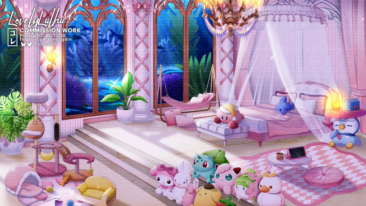 🍀CUSTOM BACKGROUND CM🍀
Pink underwater bedroom background for <a href="/LovelyLulhu/">Lulhu 🐙🩷 | Cthulhu Vtuber</a> ! Thank you for your order~

💖+🔁are appreciated!
#VGenComm