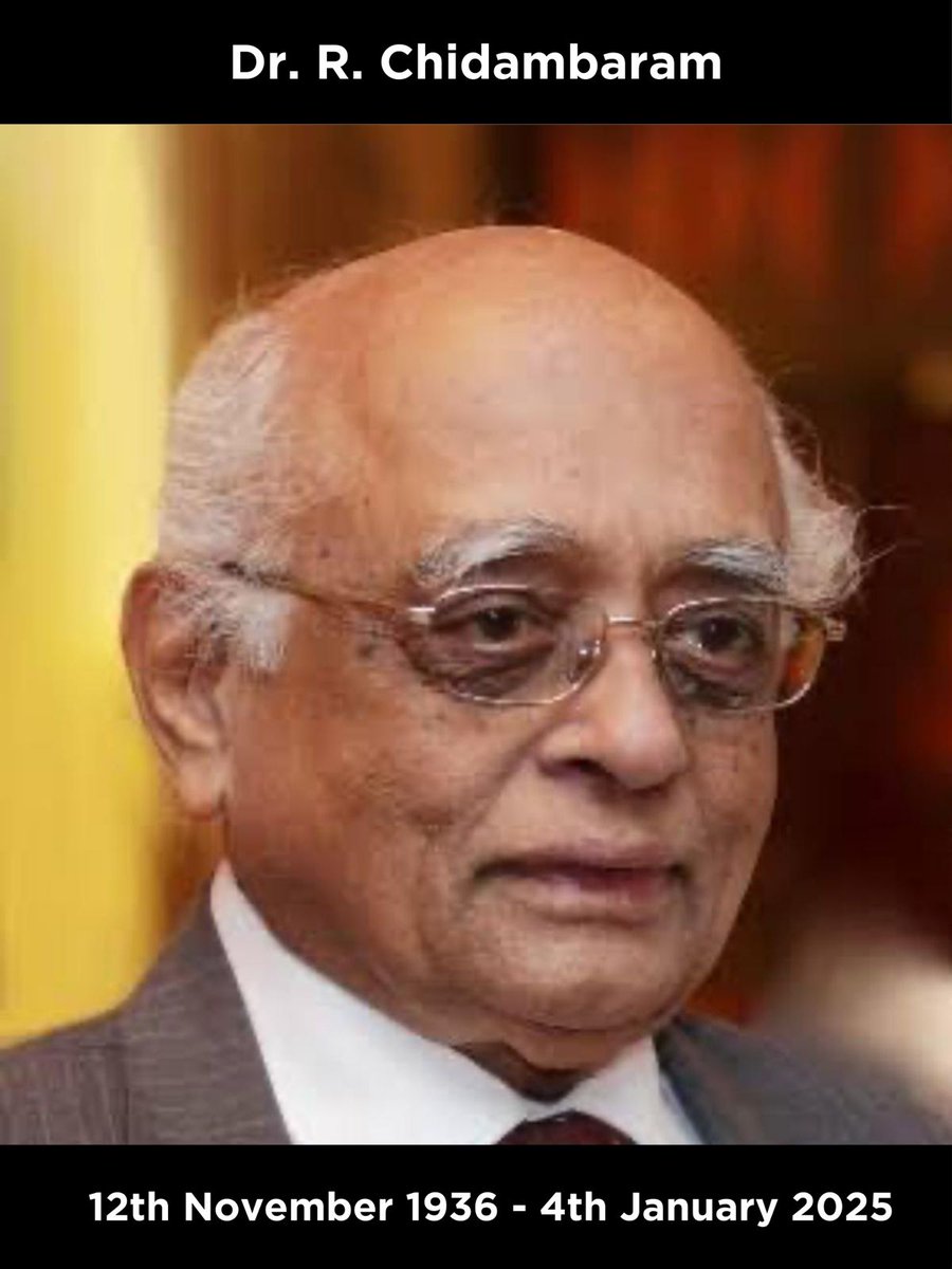 R Chidambaram, one the most decorated scientists of our era, an outstanding Science administrator and a fine gentleman, we will miss you.  Our shared passion in x-ray crystallography brought us together on many occasions.  Om Shanti.

<a href="/insa_academy/">Indian National Science Academy (INSA)</a> <a href="/IAScBng/">IASc, Bengaluru</a> <a href="/IUCr/">IUCr</a> <a href="/Vibha_India/">Vijnana Bharati</a>