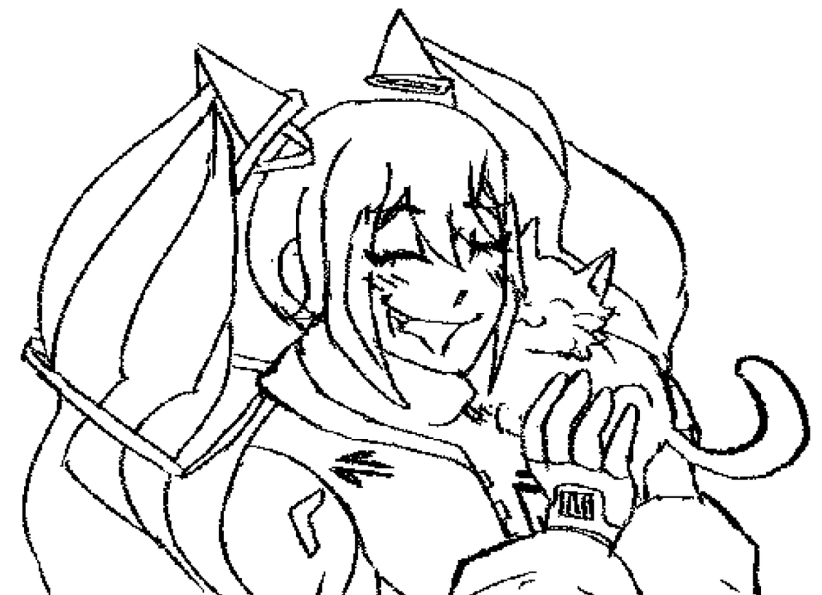 Xanricz's tweet photo. "Mako dj hugging a kitty" -> M... Miku.... https://t.co/XmUQ7GcIM7