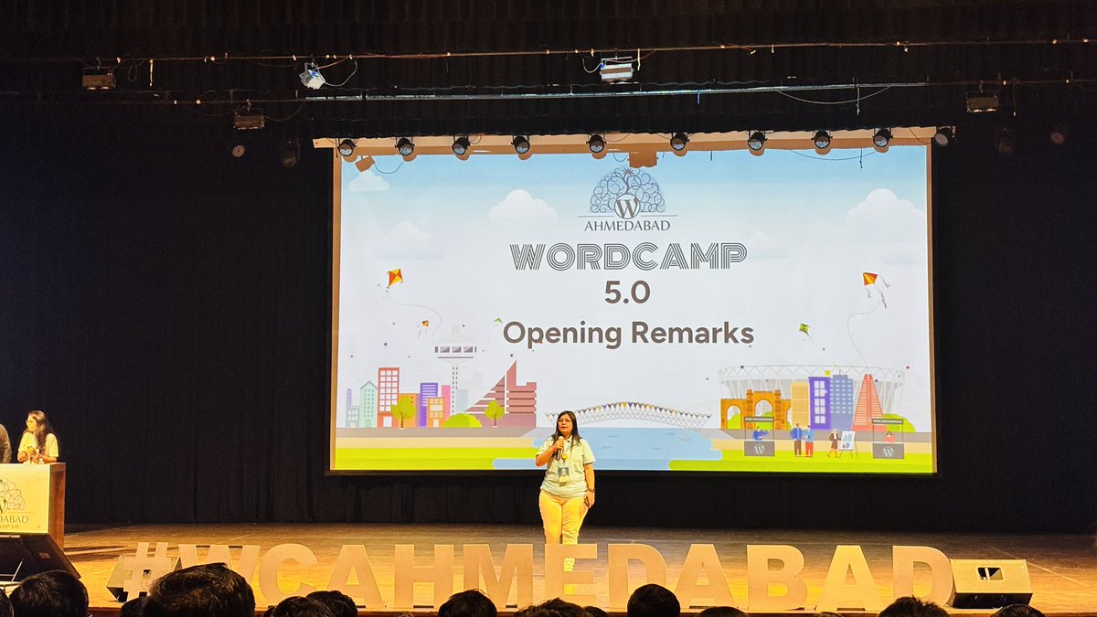 NakuIChandra's tweet photo. Neha takes the stage to deliver opening remarks and kickstart the day with energy and inspiration! 🚀✨🔥
#WordCampAhmedabad5.0 #WCAhmedabad #WCIndia #WordCamp #wordcampahmedabad
@WordPress @WCAhmedabad https://t.co/k7h6sarTcv