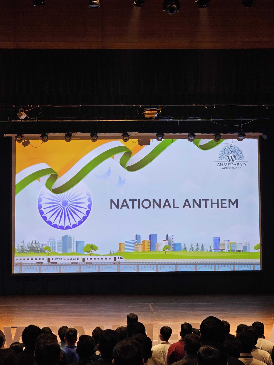 WCAhmedabad's tweet image. Starting Day 2 of WordCamp Ahmedabad 5.0 with pride and unity as we sing Jana Gana Mana. 🎶✨

Let’s honor our nation and kickstart the day with positivity and purpose! 🌟

#wcahmedabad #wordpress #wordcamp
