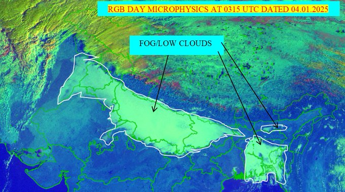 EconomicTimes's tweet photo. The #INSAT-3R #satellite imagery indicates #fog/low clouds over east central Pakistan, Punjab, Haryana, Delhi, south Himachal Pradesh, south Uttarakhand, south Nepal, north Rajasthan, Uttar Pradesh, north Madhya Pradesh, Bihar, north-west Jharkhand, Tripura, west Assam, Meghalaya & Mizoram: @Indiametdept

🗞️ Catch the day's latest news and updates ➠ https://t.co/dTnA4XQF96