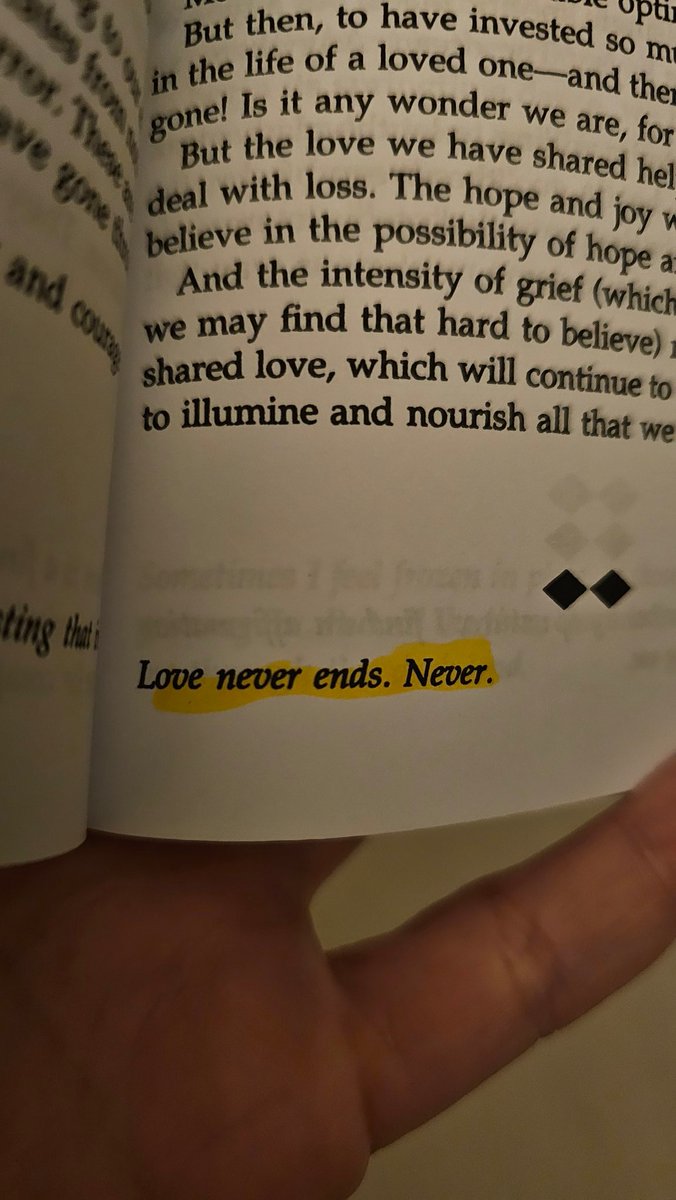 msande24's tweet photo. My mom received this book from my cousins after Daddy passed; they are my age and lost both their parents quite young. I started reading through it tonight. Mom highlighted quite a few passages. This one broke me... 💔 #loss #grief  #loveneverends https://t.co/o69TxFvQzV