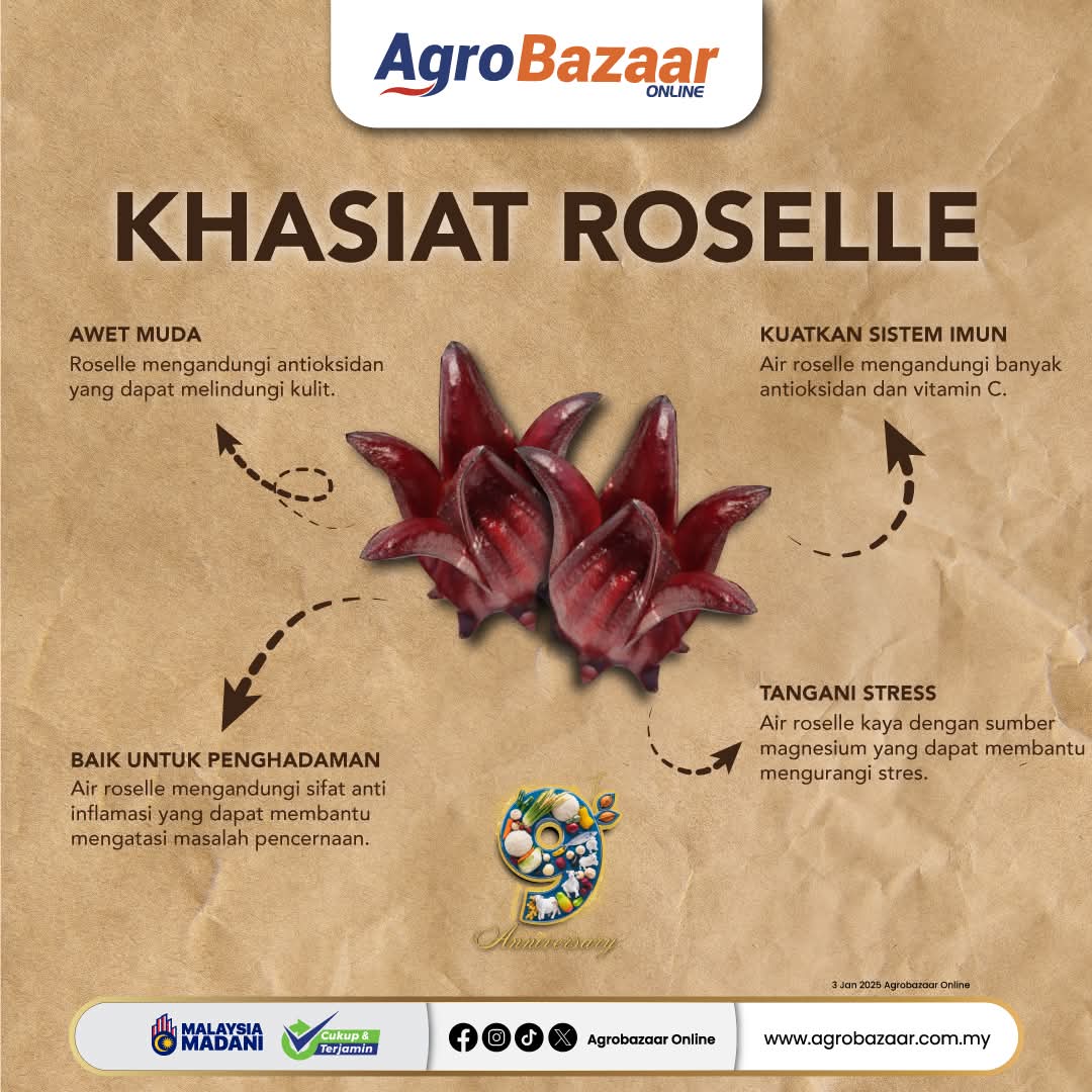 🌺 "Roselle – Kelembutan Alam, Kesegaran Dalam Setiap Hirupan!" 🌺

Nikmati keajaiban alam dengan Roselle – minuman penuh khasiat yang bukan sahaja menyegarkan tetapi juga memberi manfaat luar biasa untuk tubuh anda.

#KPKMMalaysia #CukupDanTerjamin #famadihatirakyat
