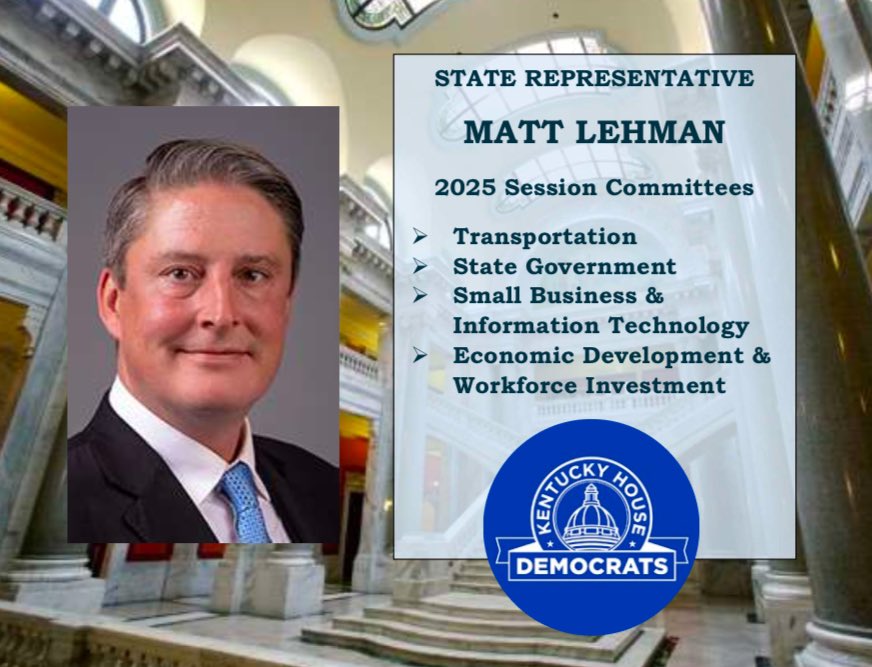 My committee assignments for #kyga25. I look forward to representing #HD67 in Frankfort. 
Follow me on social media for regular legislative updates. Or email me at matt.lehman@kylegislature.gov to be added to my mailing list. Don’t hesitate to reach out if I can be of assistance.