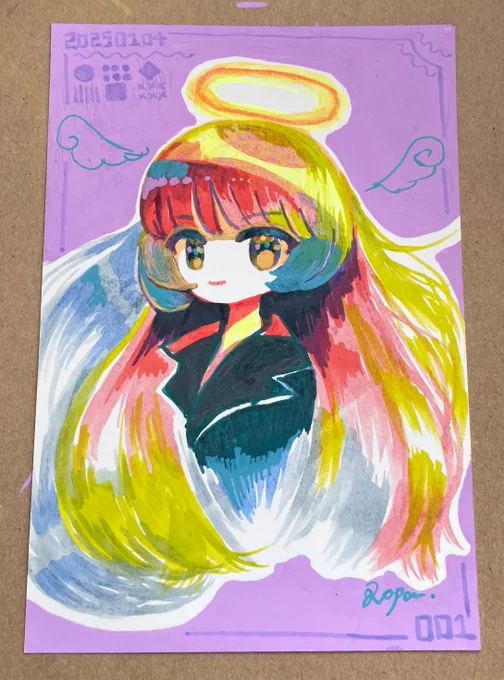 明けましておめでとうございます今年もどうぞよろしくお願いいたします!今年の目標1もっと気楽に腕を動かすクセを付けるために、年内にハガキサイズ原画100枚描きたいです。これはその1枚目!多分毎日では無いですが年内100枚という具合のハードルでいきます。 