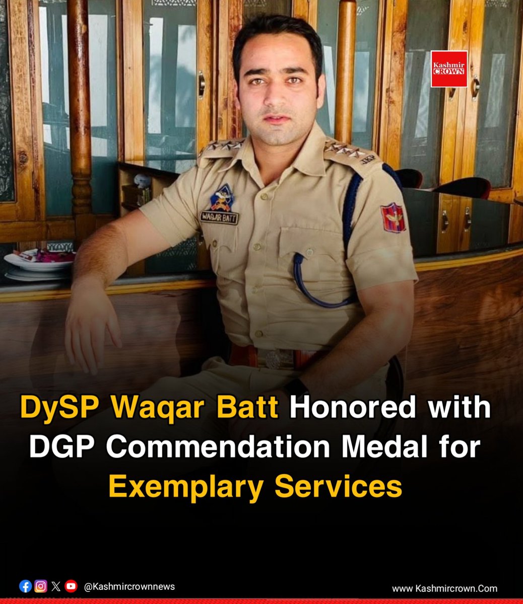 kashmircrownews's tweet image. DySP Waqar Batt Honored with DGP #Commendation #Medal for Exemplary Services