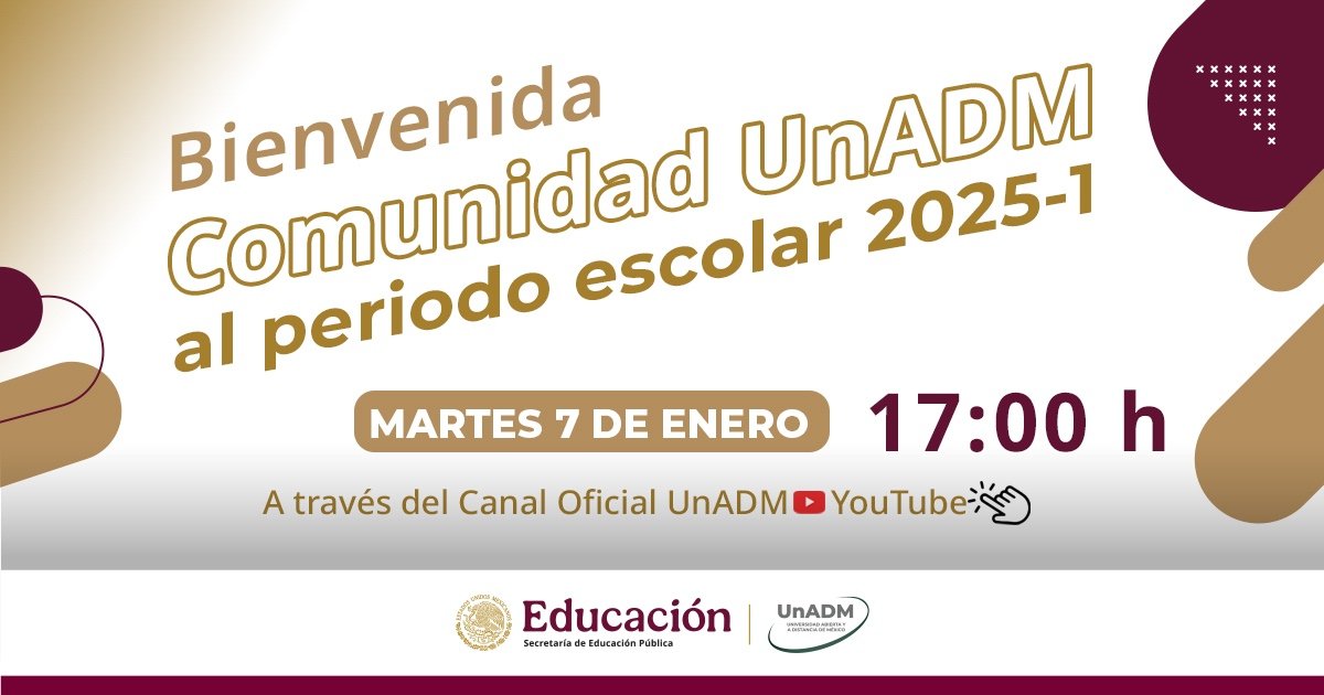 UnADM_Mx's tweet photo. #ComunidadUnADM 👨🏻‍💻👩🏻‍💻

En la UnADM te escuchamos, hemos preparado una semana de inducción a la vida universitaria del 7 al 10 de enero a las 17:00 h.

Organízate en familia y ¡Acompáñanos!
👵👴🧑‍🦰🧔‍♂️👩‍🦱👨‍🦳🤱🧑‍🍼👩‍🦽👨‍👩‍👧👨‍👦👨‍👩‍👧‍👧

#OrgulloycorazónUnADM https://t.co/mO1Q829q4P