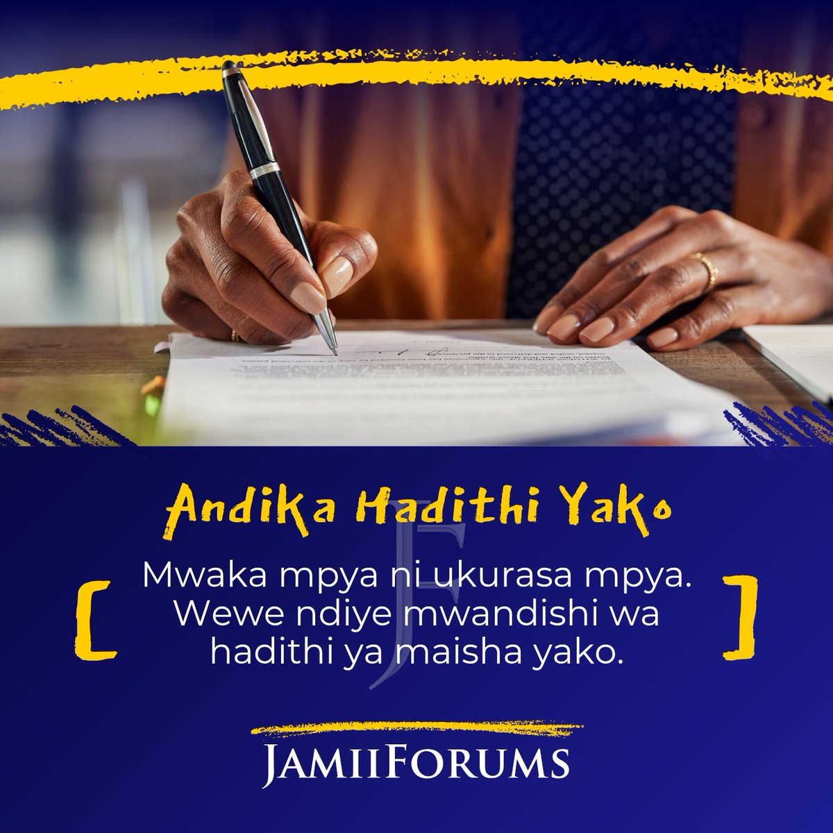 JamiiForums's tweet photo. Kalamu iko Mikononi mwako. Andika Hadithi unayoipenda, chagua wahusika wanaofaa, na usiogope kubadilisha mwelekeo wa simulizi yako.
#JamiiForums #LifeLessons #Maisha #GoddMorning #AmkaNaJF https://t.co/wBzWKiqgWx