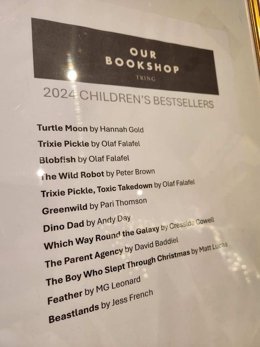 Our Bookshop in Tring (@our_bookshop) on Twitter photo Our 2024 Children's Bestsellers.
Thank you to all these wonderful authors for their brilliant books...
<a href="/HGold_author/">Hannah Gold - here sometimes 🤩</a> <a href="/OFalafel/">Olaf Falafel</a> <a href="/itspeterbrown/">peter brown!</a> <a href="/PariThomson/">Pari Thomson</a> <a href="/AndyDayTV/">Andy Day</a> <a href="/CressidaCowell/">Cressida Cowell</a> <a href="/Baddiel/">David Baddiel</a> <a href="/RealMattLucas/">Matt Lucas HQ</a> <a href="/MGLnrd/">M. G. Leonard</a> <a href="/Zoologist_Jess/">Dr Jess French</a> Our 2024 Children's Bestsellers.
Thank you to all these wonderful authors for their brilliant books...
<a href="/HGold_author/">Hannah Gold - here sometimes 🤩</a> <a href="/OFalafel/">Olaf Falafel</a> <a href="/itspeterbrown/">peter brown!</a> <a href="/PariThomson/">Pari Thomson</a> <a href="/AndyDayTV/">Andy Day</a> <a href="/CressidaCowell/">Cressida Cowell</a> <a href="/Baddiel/">David Baddiel</a> <a href="/RealMattLucas/">Matt Lucas HQ</a> <a href="/MGLnrd/">M. G. Leonard</a> <a href="/Zoologist_Jess/">Dr Jess French</a>