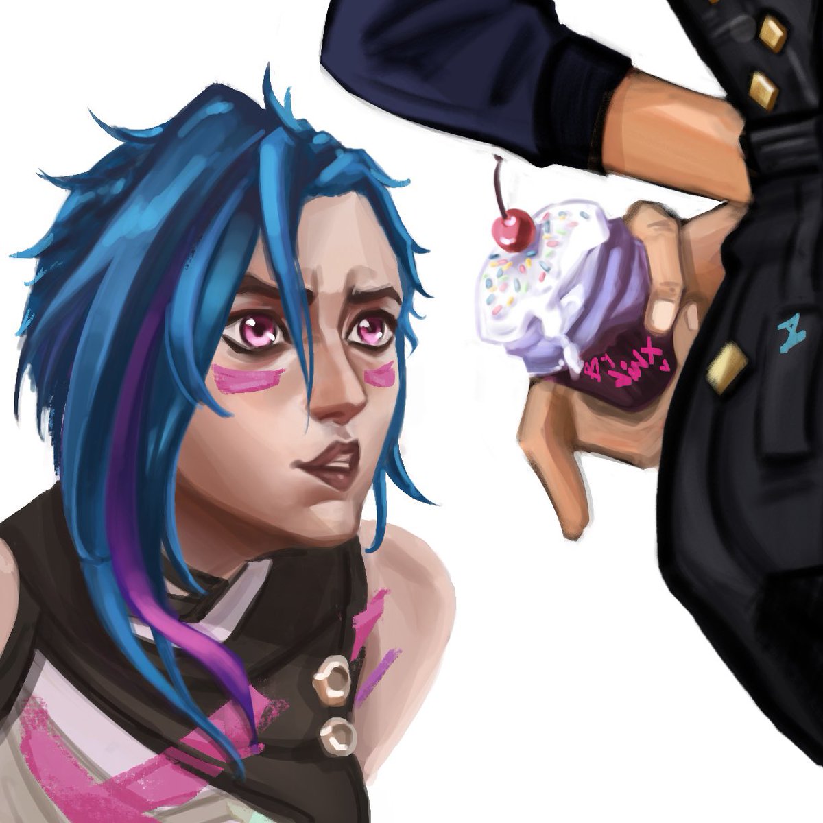 Happy birthday, my cupcake.#fanart #arcanefanart #caitlyn #vi #jinx