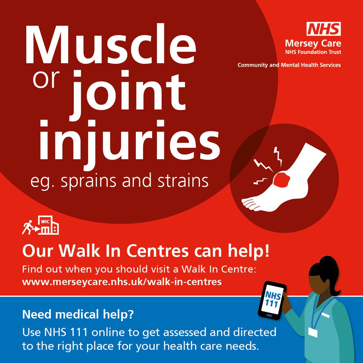 ⚠ Keep A&amp;E free for those who need it ⚠ 

We have Urgent Treatment Centres #UTCs and walk-in centres #WICs across #Knowsley, #Liverpool and #Sefton 💙

They are open 7 days a week, 365 days a year, for same day urgent care, contact #NHS111 online 
 
merseycare.nhs.uk/walk-in-centres