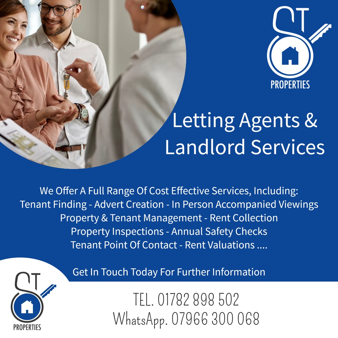 copeland_j81438's tweet image. Discover the comprehensive services offered by ST Properties, your go-to letting agent based in Stoke-on-Trent. Specializing in assisting landlords, we cater to the private rented sector across Staffordshire and neighboring areas. #LettingExperts #HassleFreeLandlord #STProperties