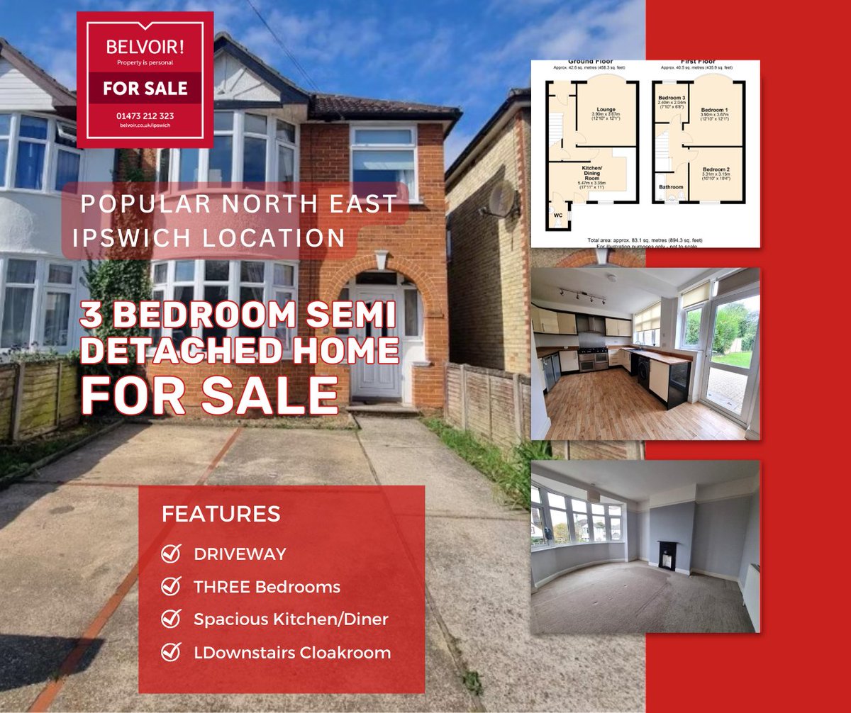 BelvoirIpswich's tweet photo. 📢🏠 NEW INSTRUCTION #ForSale 📢🏠
We are pleased to bring to the market this Three bedroom semi-detached house
https://t.co/e17bn64qy2
#Ipswich
#Suffolk
#Kesgrave #Woodbridge #Felixstowe #Ravenswood #Chantry #Hadleigh https://t.co/JeUqaJzsWW