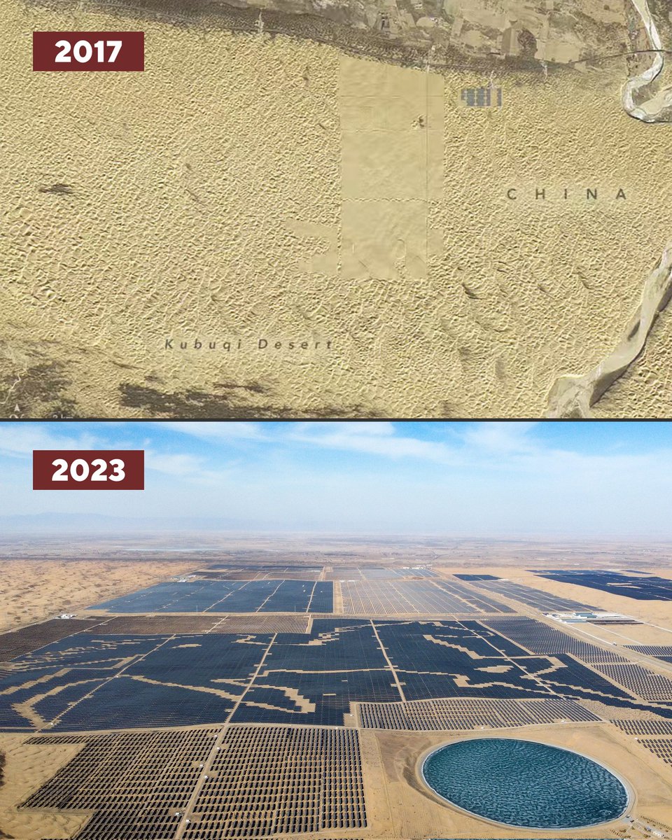 Harnessing the sun in style and transforming the desert into a powerhouse! 🌞🐴

The horse-shaped Junma Solar Power Station in the Kubuqi Desert is part of China’s “Solar Great Wall,” which is set to generate 100 GW of power by 2030.
