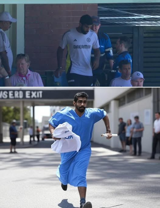AddictorCricket's tweet photo. When India starts losing quick wickets in the 2nd innings, Bumrah comes running back from the hospital to save his team! 🏏💙
The ultimate team player! 💪🔥
#AIgenrated https://t.co/s3EqxxkeQp