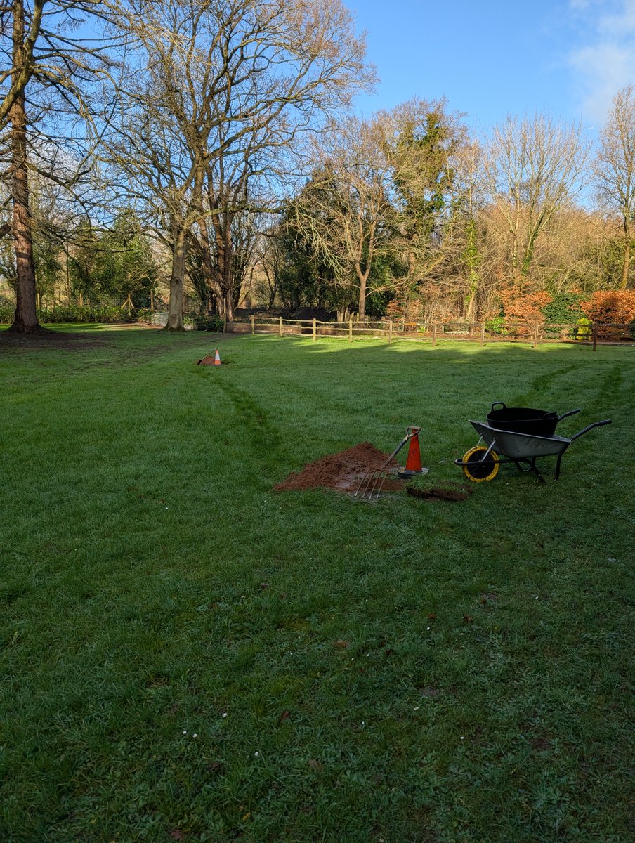 A crisp early start to the New Year, percolation test being carried out in Hurtmore for a new Drain field...