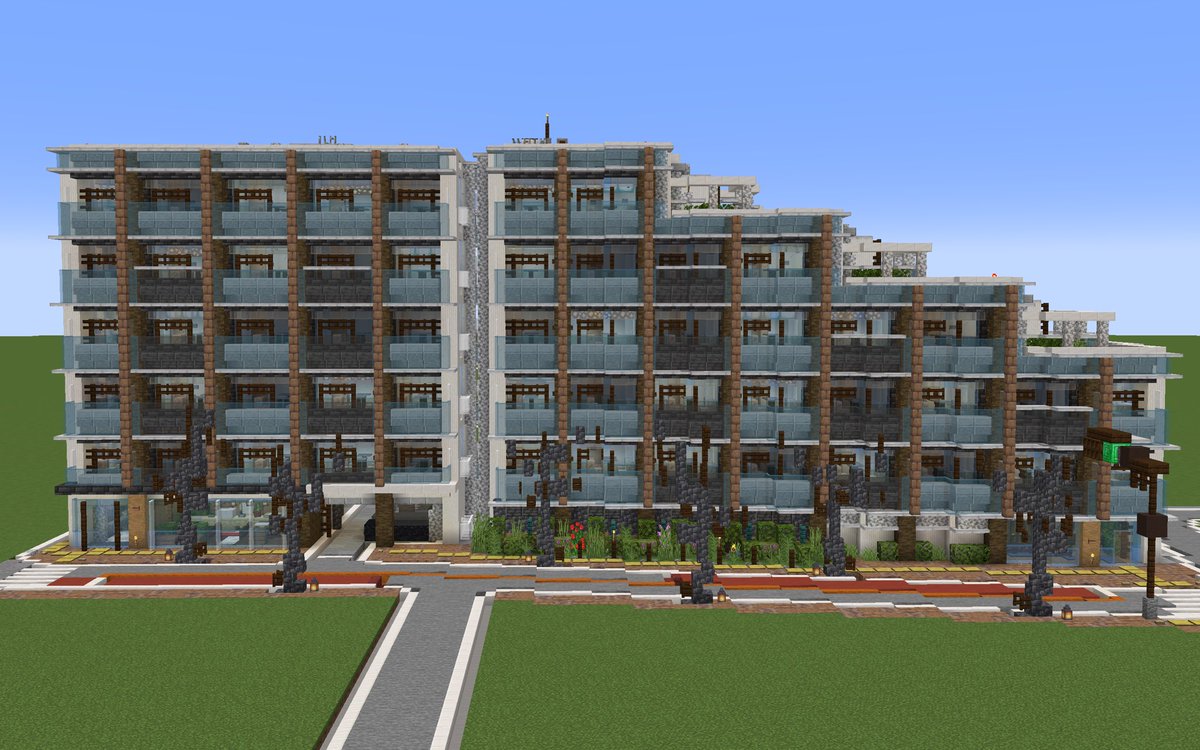 #Minecraft

マイクラ建築歴8年がガチで作った斜面型マンションです！！
(一部斜め×斜面型)