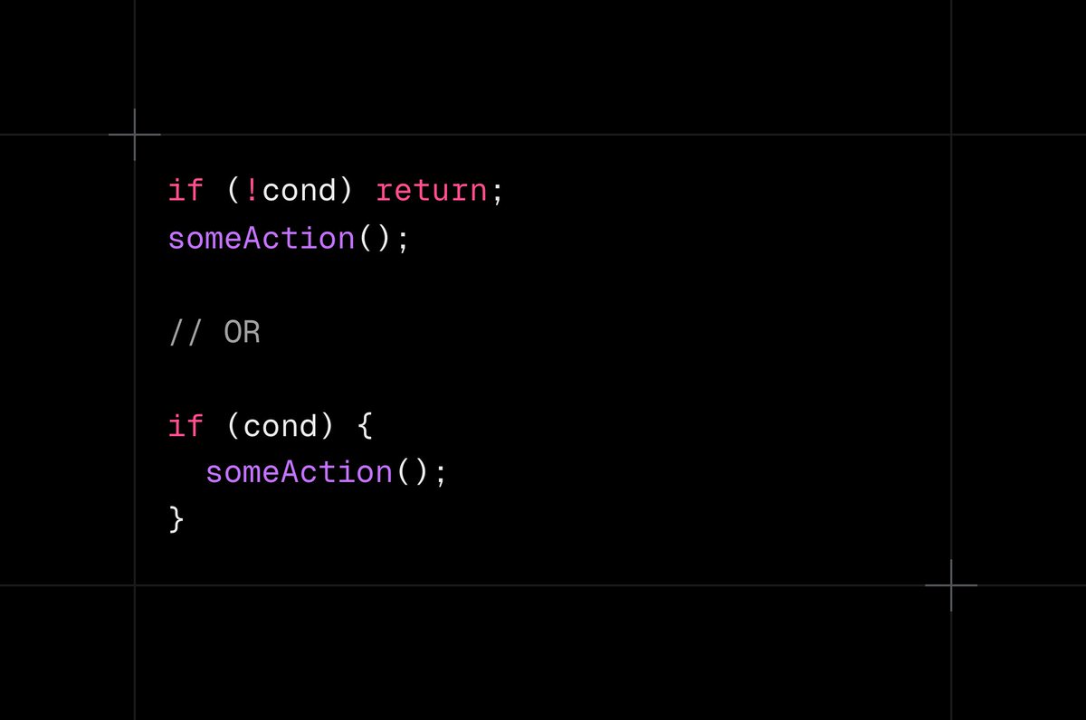 aidenybai's tweet image. early return is usually better than if blocks and nobody can convince me otherwise