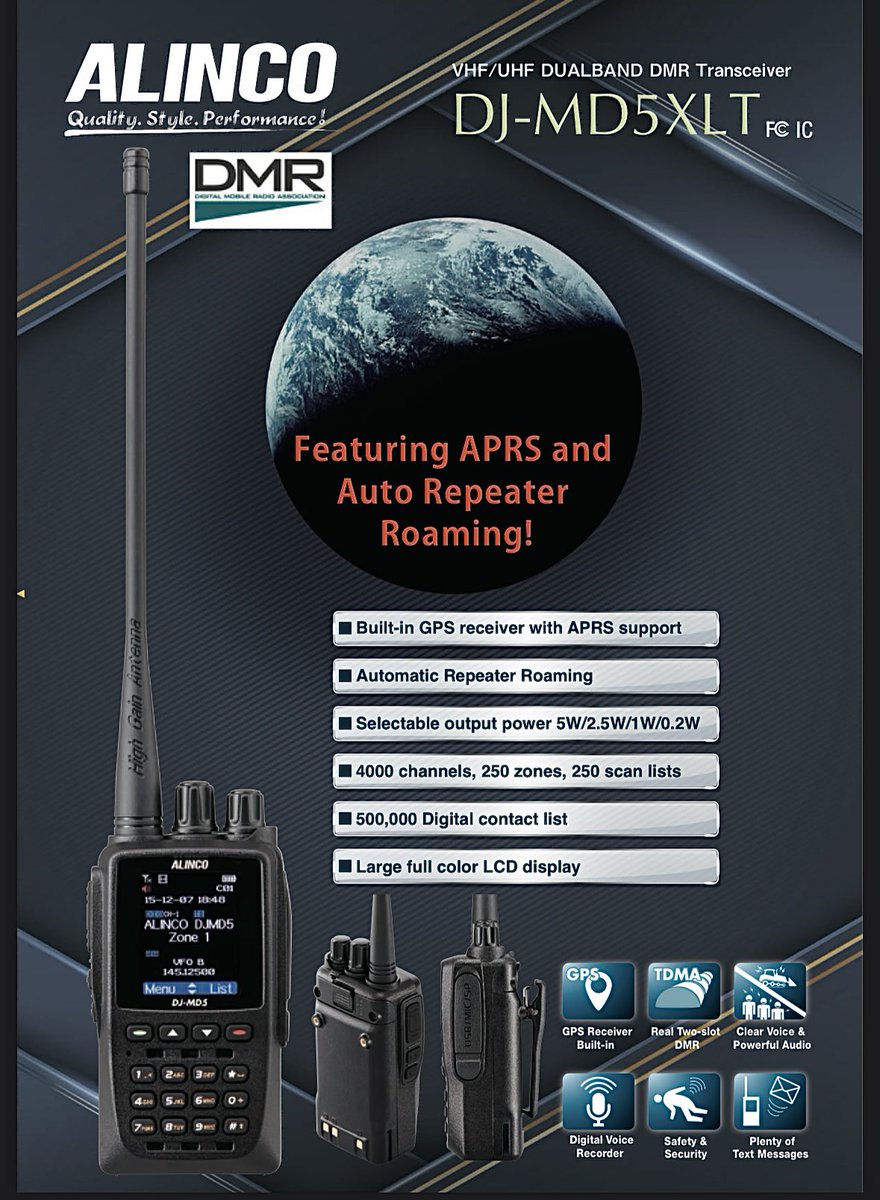 新型のALINCO DJ-MD5XLT 3rd Generation VHF/UHF DUAL BAND DMR