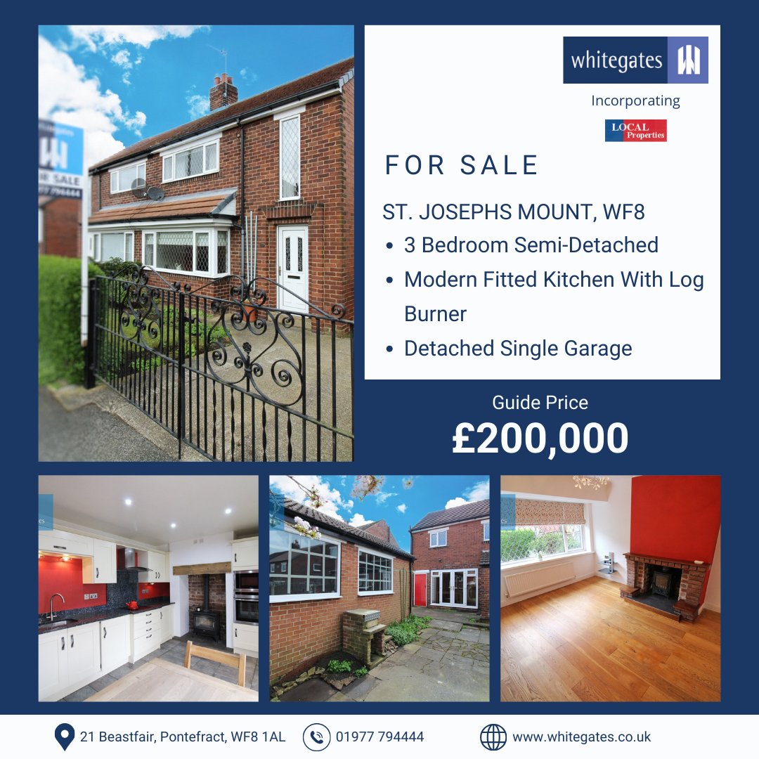 🏡 Spacious Family Home with NO UPWARD CHAIN! 🏡

Located on a sought-after street in Pontefract, just a stone's throw from King's School, this beautifully presented 3-bedroom semi-detached home is sure to impress! 

Don't miss out! ✨

View Now @ rightmove.co.uk/properties/146…