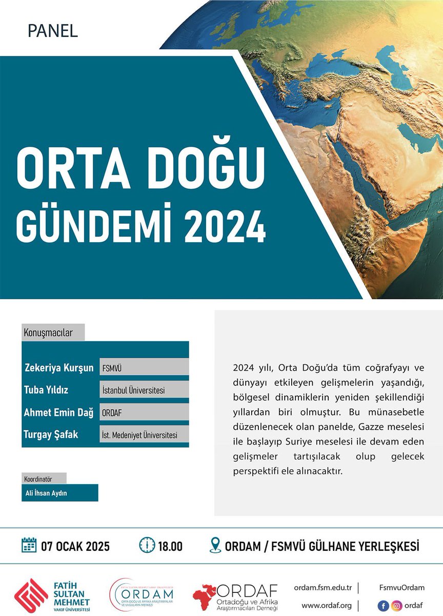 2024 Ortadoğu’sunu değerlendireceğimiz panelimize davetlisiniz.