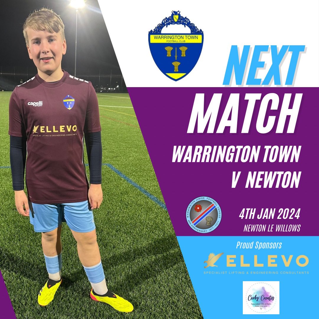 ⚽️Game Day 

The lads are back in action today for our first game in 2025 as we face Newton Raiders

⏳9AM
🏆 Warrington and District
🆚 Newton Raiders

<a href="/Junior_Wires/">Warrington Town (Juniors) FC</a> <a href="/theyellows/">Warrington Town FC</a> 

📸 <a href="/CharlieCorbEfc/">Charlie Corb</a> 

Sponsors 🤝

<a href="/EllevoGroup/">Ellevo Group</a> <a href="/CorbyCreates/">Corby Creates</a>