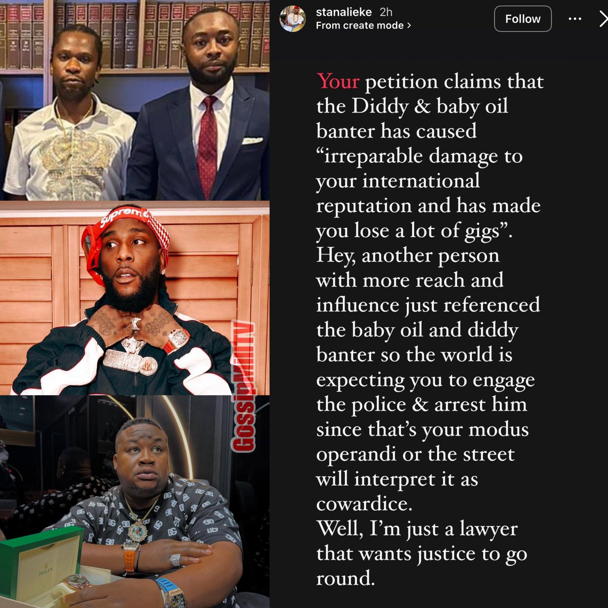 Breaking News: “Burnaboy you must Prove to the entire World that you are not a Coward by arresting Cubana Chiefpriest the same way you arrested Speed Darlington for Saying the Baby Oil Diddy Banter” - Akpi’s Lawyer Cries out