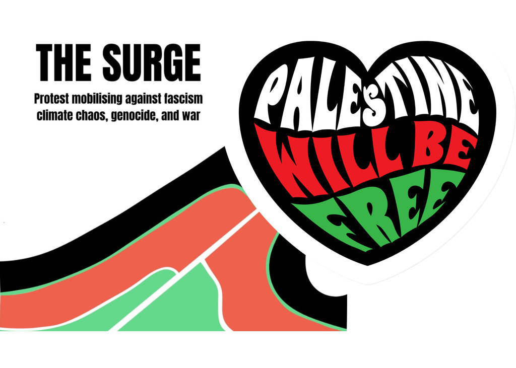 Restez avec nous dimanche 19 ✊
#TheSurge #Brussels 
thesurgeinternational.net
Manif contre le #Fascisme #ChaosClimatique #Genocide et pour la #paix