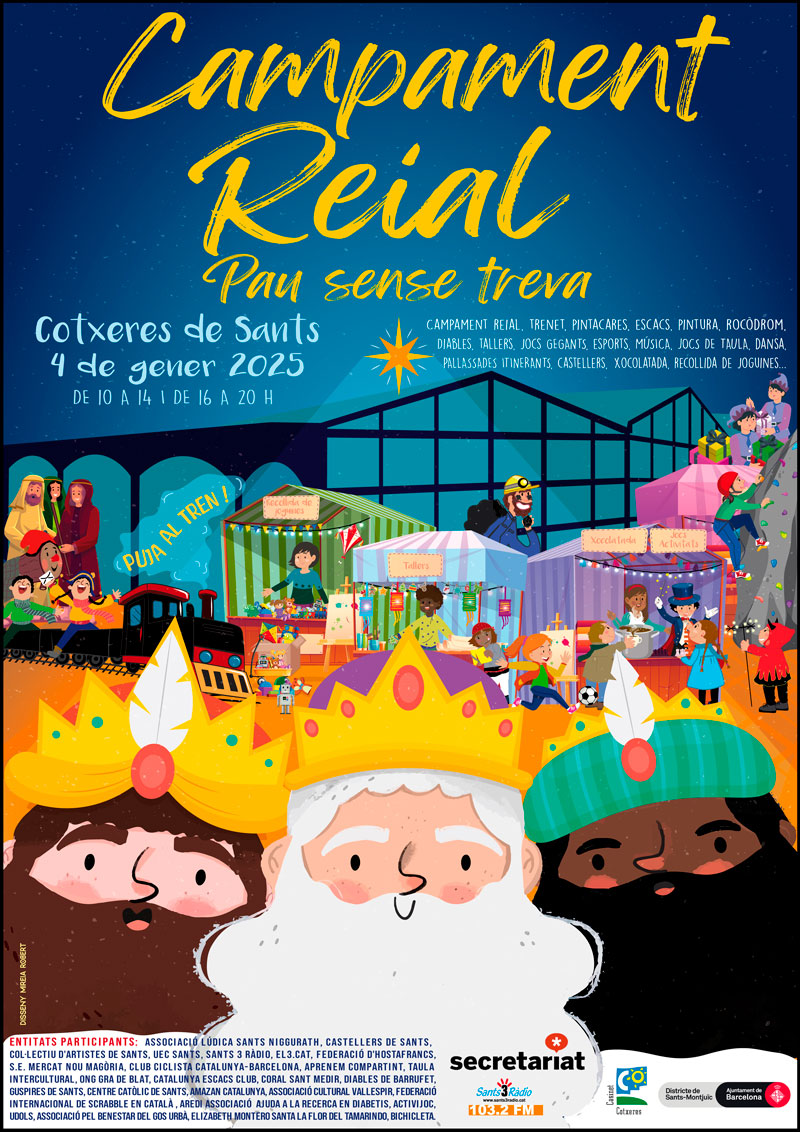 sants3radio's tweet photo. Es fa saber que els Reis de l'Orient 👑 ja han arribat al poble de Sants per rebre les cartes dels santsencs i santsenques. 
Durant tot el dia d'avui us esperen al #Campament #Reial de Cotxeres de #Sants.🐪🤴🏻🤴🏽🤴🏿
Amb moltes sorpreses, com que les vies 🚂 han tornat a Cotxeres.😁 https://t.co/GHLVsSHIYd