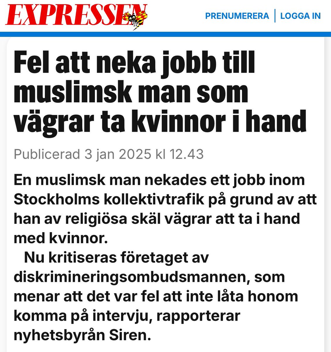 FredrikKarrholm's tweet image. I Sverige tar vi i hand. Det är en gest för respekt och jämlikhet.

Jag kommer aldrig acceptera att kvinnor förolämpas och förnedras genom att nekas handslag.

Detta är fel av DO, inte SL.