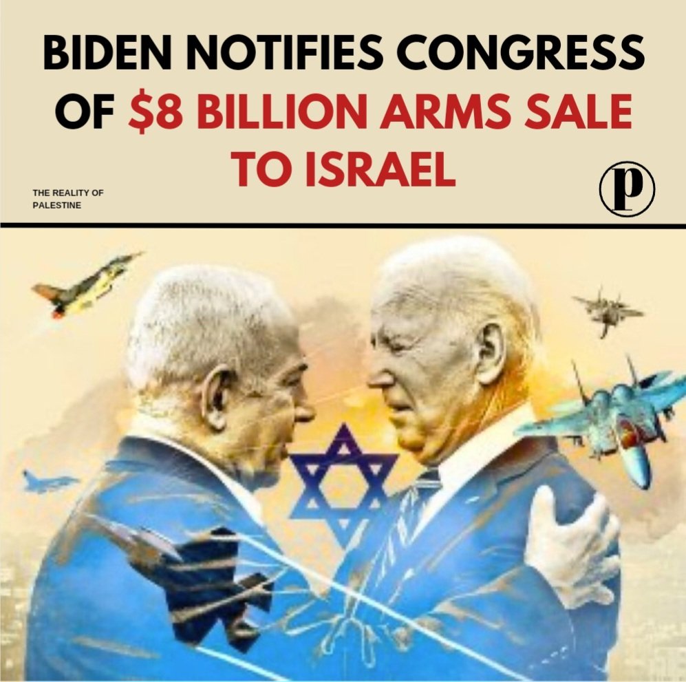 TheRealityOfPa1's tweet photo. The State Department has notified Congress "informally" of an $8 billion proposed arms deal with Israel that will include munitions for fighter jets and attack helicopters as well as artillery shells, two sources with direct knowledge tell Axios. https://t.co/JZj6VknSBl