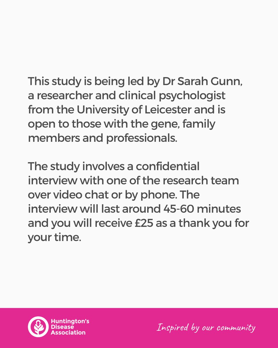 The University of Leicester is aiming to understand more about people’s experiences of mental healthcare in relation to Huntington’s disease and how things could be made better.