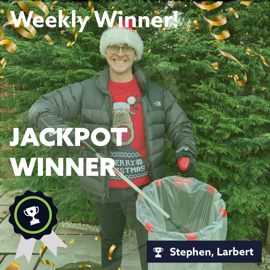 🎉 Meet Stephen: Our First Big Winner of 2025! 🎉

Stephen from Scotland turned his daily litter-picking habit into a jackpot win! What started as a way to clean up his route to work led to a well-earned prize!

Let’s make 2025 the cleanest, greenest, and luckiest year yet! 🌍♻️