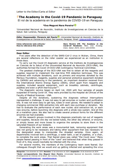 Para llevar a cabo el servicio de diagnóstico de COVID-19 en el  <a href="/IICS_UNA/">IICS-UNA</a>, las autoridades formaron el Comité Técnico de Contingencia COVID-19-IICS-UNA.
 Disponible en: scielo.iics.una.py/scielo.php?scr…