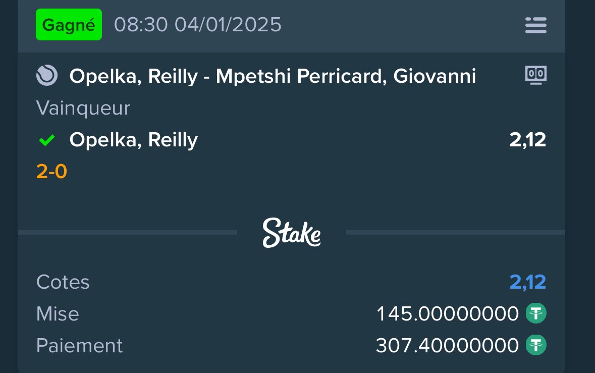 100% de réussite en 2025 🤯

Bilan de 9/9, 4/4 en PUBLIC, 5/5 en VIP

Vukic 2.05 ✅
Dybala 4.00 ✅
Gabriel Jesus 2.42 ✅
Mpetshi Perricard 2.20 ✅
Marozsan 1 set 2.00 ✅
Marozsan 3.95 ✅
Munar 1 set 1.90 ✅
Munar 3.55 ✅
Opelka 2.12 ✅

RT &amp; ❤️ pour tenter de gagner un an de VIP