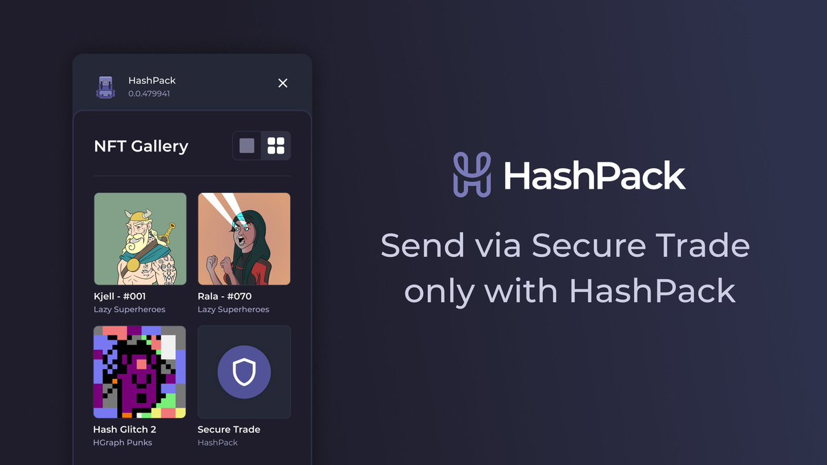 HashPack Wallet (@hashpackapp) on Twitter photo Secure Trade launched three years ago! 🚀
Since then, the <a href="/hedera/">Hedera</a> community has made thousands of trades. Are these the biggest sales?
Each sold for a staggering 100,000 $HBAR:
1️⃣ Kjell - #001 <a href="/SuperheroesLazy/">Lazy Superheroes</a>
2️⃣ Rala - #070 <a href="/SuperheroesLazy/">Lazy Superheroes</a>
3️⃣ Hash Glitch 2 <a href="/HGraphPunks/">HGraph Punks 🟪🤘</a> Secure Trade launched three years ago! 🚀
Since then, the <a href="/hedera/">Hedera</a> community has made thousands of trades. Are these the biggest sales?
Each sold for a staggering 100,000 $HBAR:
1️⃣ Kjell - #001 <a href="/SuperheroesLazy/">Lazy Superheroes</a>
2️⃣ Rala - #070 <a href="/SuperheroesLazy/">Lazy Superheroes</a>
3️⃣ Hash Glitch 2 <a href="/HGraphPunks/">HGraph Punks 🟪🤘</a>