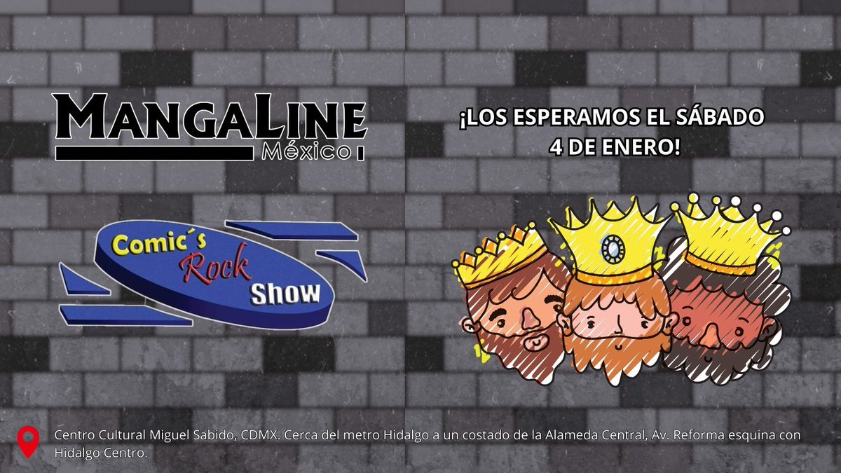 MangaLineMX's tweet photo. ¡Los ReyesMagos cada vez están más cerca !
¡Los esperamos desde las 12pm hasta las 5pm este sábado 4 de enero en el #ComicsRockShow!
🚇 Cerca del metro Hidalgo.
📌https://t.co/fFkSsFaEjB
☎️ Teléfono / WhatsApp: 5561401635 https://t.co/cxMP8eFzpS