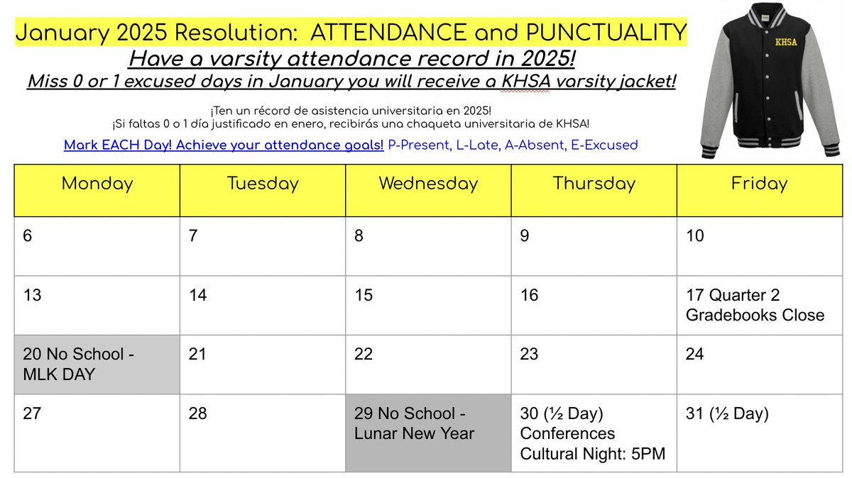 KHSA (@khsaphila) on Twitter photo We are excited to see you on Monday at 7:30! Let's have varsity attendance in 2025! <a href="/PHLschools/">Philadelphia Schools</a> <a href="/PHLfamilies/">Philadelphia Office of Children and Families</a> We are excited to see you on Monday at 7:30! Let's have varsity attendance in 2025! <a href="/PHLschools/">Philadelphia Schools</a> <a href="/PHLfamilies/">Philadelphia Office of Children and Families</a>