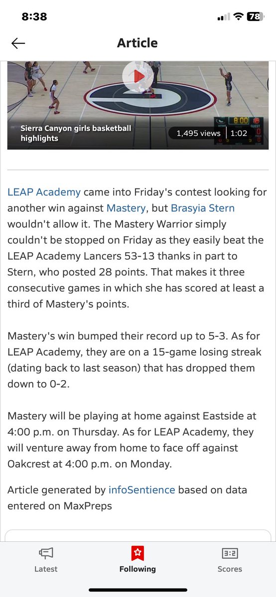 BrasaiyahStern's tweet photo. Player of the Game: Bra’saiyah Stern as she finishes with 28 points , 5 assists and 3 blocks to win over Leap Academy with score of 53-13. Brasaiyah is a 5’7 player who can play any position. This is her 3rd consecutive game in which she scored at least a third of Mastery Points. https://t.co/LpVuBn8rTK