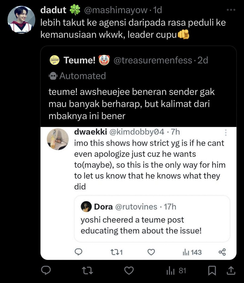 suksaetbyeoli7's tweet photo. Tapi aku juga ga bakal lupain ini by, gimana dong yaa https://t.co/b7AGhxEbDw