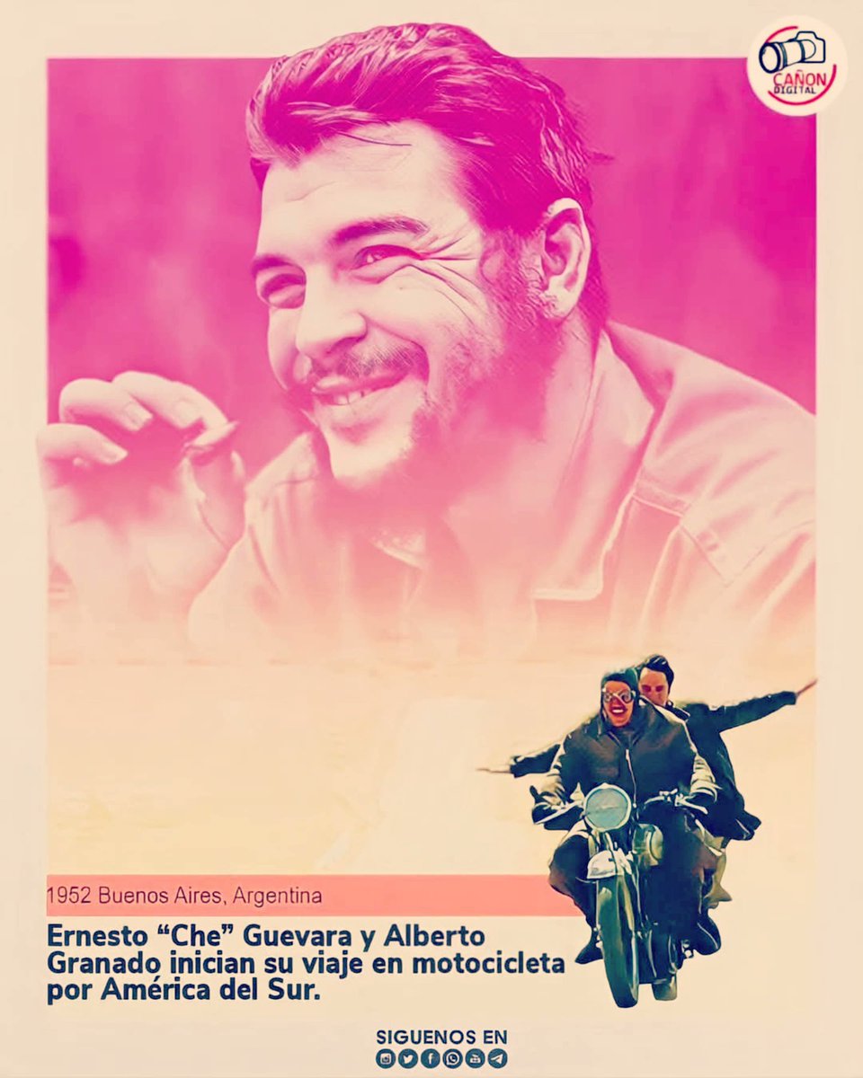 4 de enero de 1952:
Buenos Aires, Argentina, el Comandante Ernesto “Che” Guevara y Alberto Granado iniciaron un viaje en moto por Sudamérica, que les haría tomar conciencia sobre la injusticia social y las desigualdades en Latinoamérica.
#Nicaragua #2025AvanzandoEnRevolución