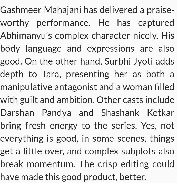 asyaxraina's tweet photo. Congratulations SJ your hard work paying off so proud of you keep it up good work want to see you more in acting even gashmeer also did great job #AbhiTara #SurMeer #GunaahS2OnHotstar #SurbhiJyoti #GashmeerMahajani @SurbhiJtweets @Gashmeer @IMDb_in @filmfare @OrmaxMedia https://t.co/ps15bJtd5L